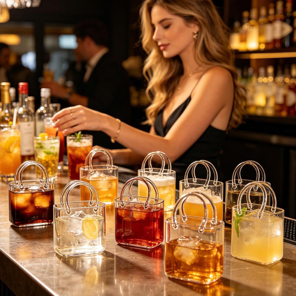 Glass Purse Handbag Vase Wine Cup Funny Beverage Cup For Women Ladies Home Wedding Bridal Shower Friends Gathering Restaurant