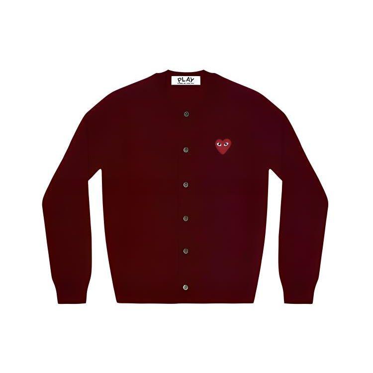 

Comme des Garcons Play Женский вязаный кардиган с красным сердцем, бордовый женский уличный свитер AZ-N007-051-4 L