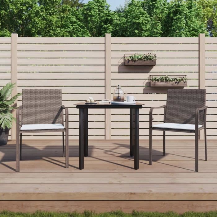 VidaXL Ensemble à manger de jardin 3 pcs coussins résine tressée acier 3186953