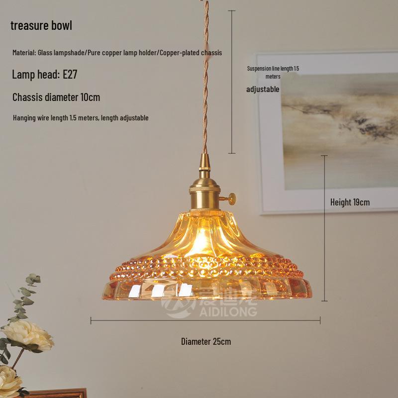 Nordic Retro Brass Glass Pendant Light - Ideal for Bar, Restaurant, Bedside, or Cafe.