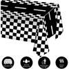 3 Packs Checkered Race Car Party Tablecloths Black and White Checkered Stripes Theme Party Touchdown Table Cover for Motor Racing Birthday Party