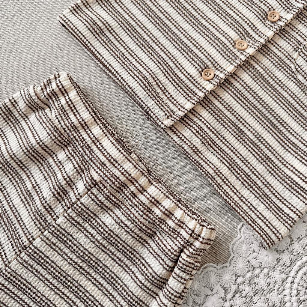 Korean Summer 2026: Boys' Striped Button Two-Piece Set