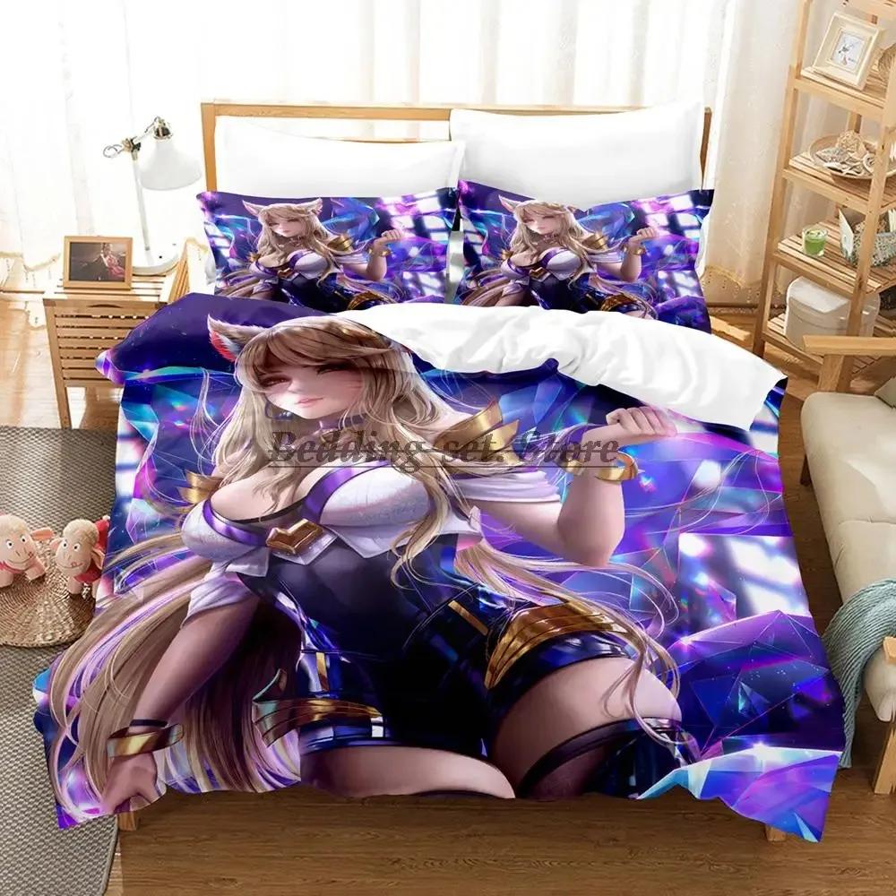Kda The Baddest Bettwäsche-Set Einzelbett Twin Full Queen King Size Bettset Aldult Kinderzimmer Bettbezug-Sets Anime Bettlaken-Set