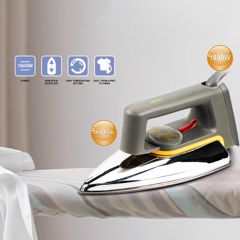 

RAF R.1108 1600 Вт класична електрична суха праска з підошвою з нержавіючої сталі Домашня прасувальна машина, вилка ЄС Type A