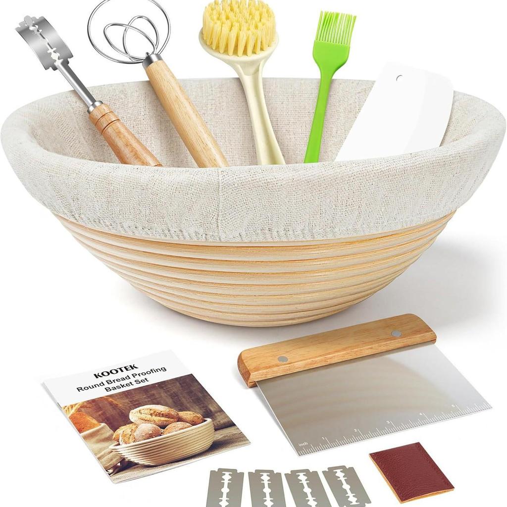 Natural Rattan Bread Proofing Baskets Set - Round & Oval Fermentation Tools