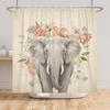 Jungle Animals Theme Bathroom Shower Curtain Deer Elephant Raccoon Decoration Waterproof Bathroom Polyester Curtain With Hooks