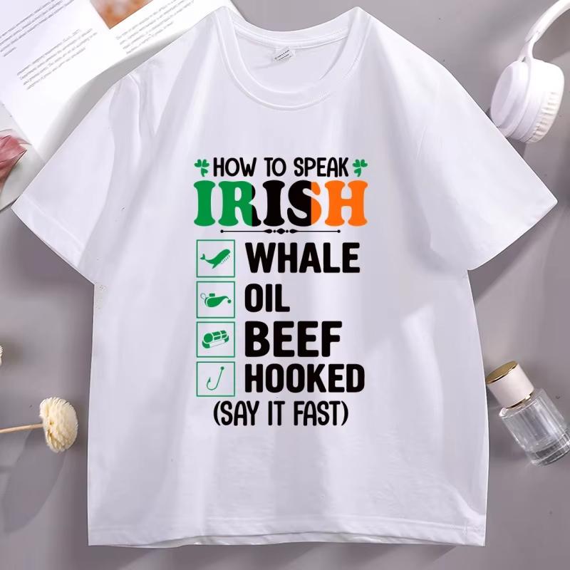 Drinking St Patricks Day T Shirt Beer Tshirt Funny How To Speak Irish Tshirt Casual Oneck Short Sleeve Unisex Designer Top 2XL