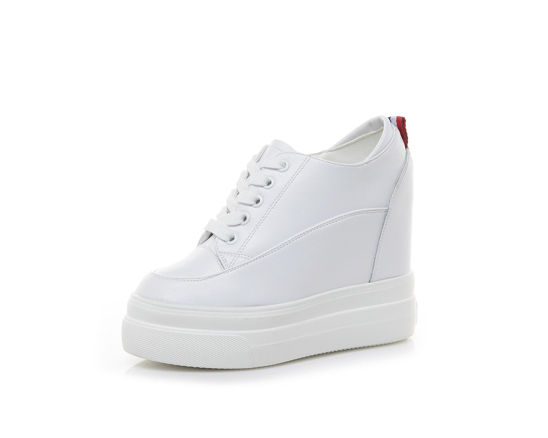 

Мода 2025 Обувь из натуральной кожи Новые Осенне-зимние Ботинки-кроссовки женские на шнуровке Высокие Верхние Высокий каблук Увеличение на танкетке Повседневная обувь 40