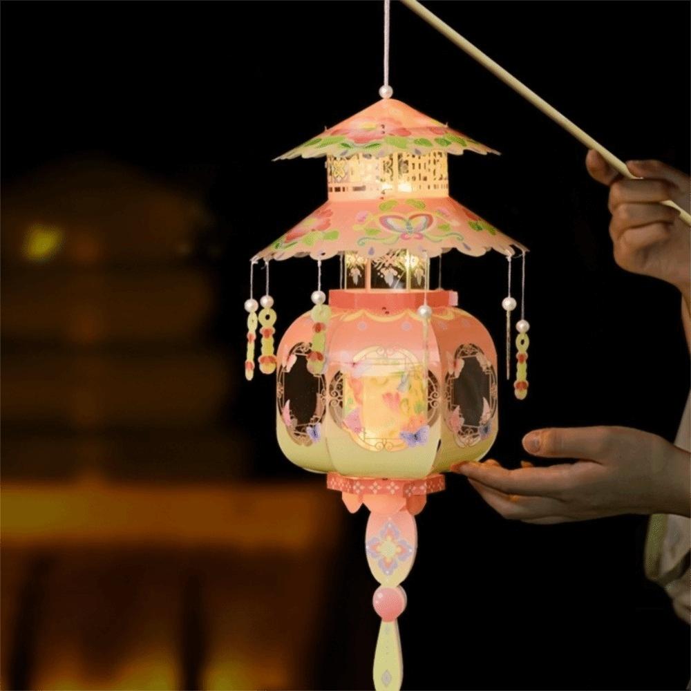 Lightweight Mid-Autumn Festival Lantern PVC Handheld Lantern Portable DIY Craft Material Kit Kids