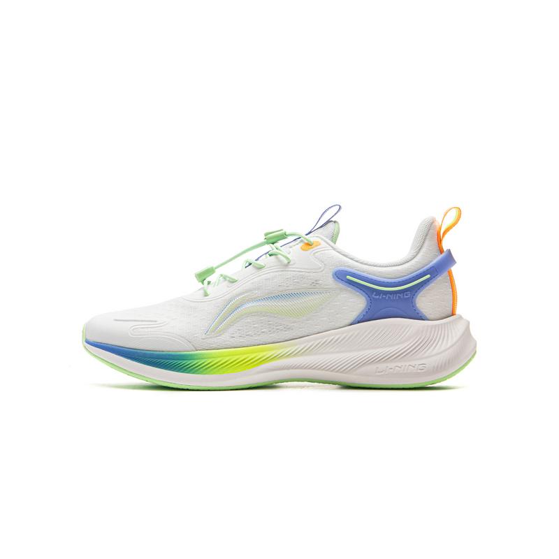 Li Ning Kids Comfortable Versatile Physical Test Shock Absorption Rebound Low-Top Running Shoes Men Running Shoes Standard-White Sky-Blue YKFV068-1