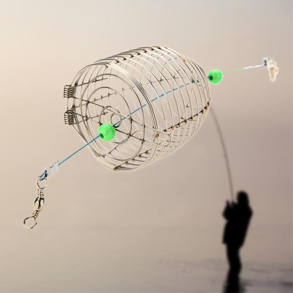Piège à Poisson Cage En Fil D'acier - Appât Panier Flottant - 25x25x40cm - Neuf