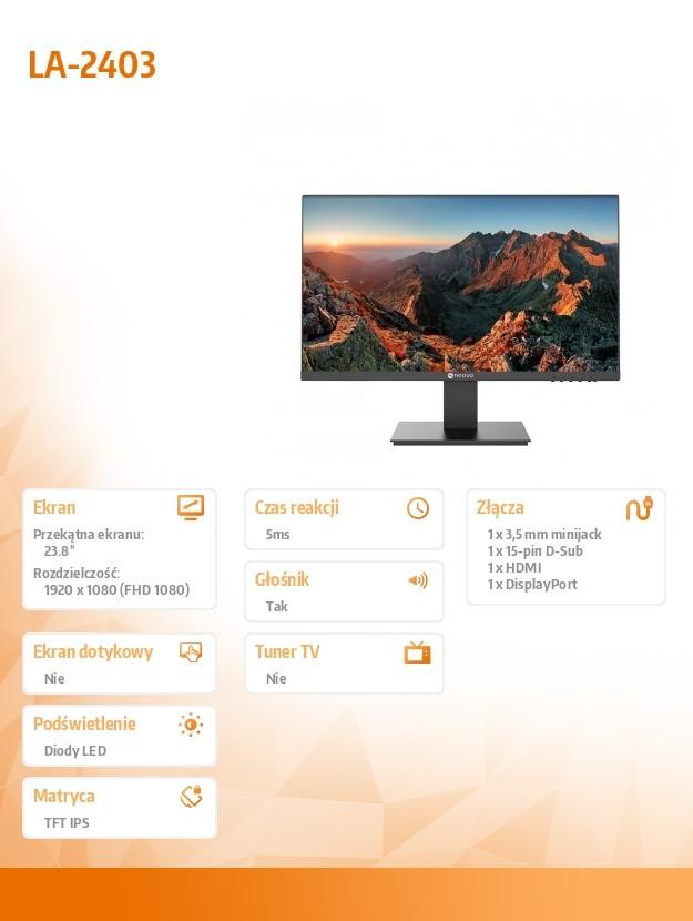 Monitor 23.8 inches LA-2403 IPS FHD 100Hz HDMI DP VGA