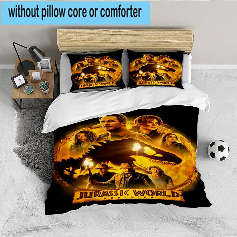 Jura-ssic Dinosaurs Battle 3PCS Bedding set,Ideal for 1pc Duvet Cover And 2pcs Pillowcases Perfect for Fan gift,Ideal for Bedroom, Dormitory