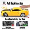 TOKAXI 1/36 Scale Chevrolet Camaro Diecast Car Model with Bumblebee Pullback Toy Car, Gift for Boys and Girls (Yellow)
