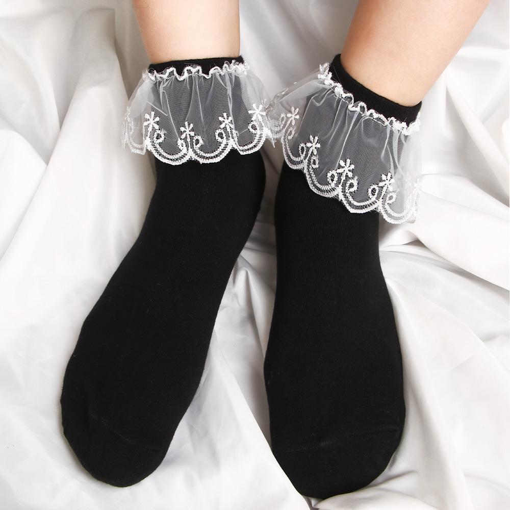 Sweet Retro Girls Women Ruffle Lace Frilly Ankle Socks Short Socks Princess Socks