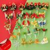 10 UNIDADES Toppers de Bolo Feliz Natal Desenho Animado Árvore de Natal Decoração de Bolo Boneco de Neve Feliz Ano Novo Toppers de Cupcake Decoração Para Festa Atacado