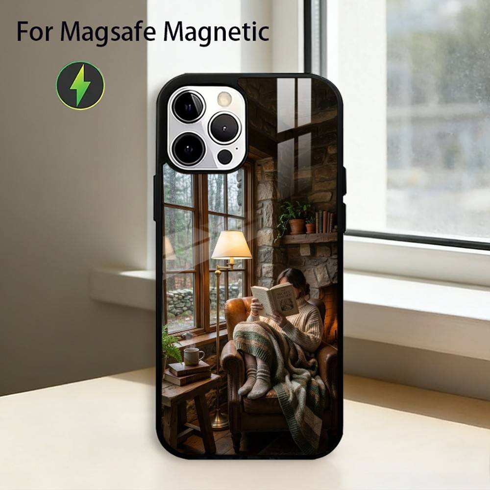 

Coffee-Study Book illustration Phone Case For iPhone17,16,15,14,13,12,11 Plus,Pro Magnetic For Magsafe Wireless Charging iPhone14