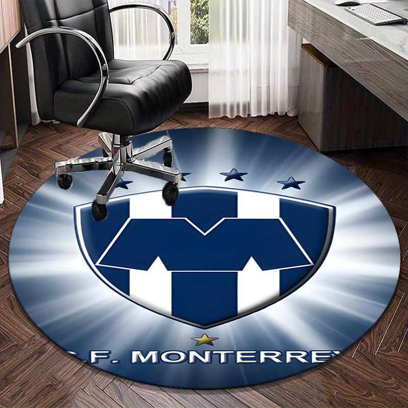 1PC round rug Monter-rey Football Crest Art Printed Round Area Rug ,Rug For Home Office, Round Chair Rug, Decorative Carpet Fan gifts Christmas gift