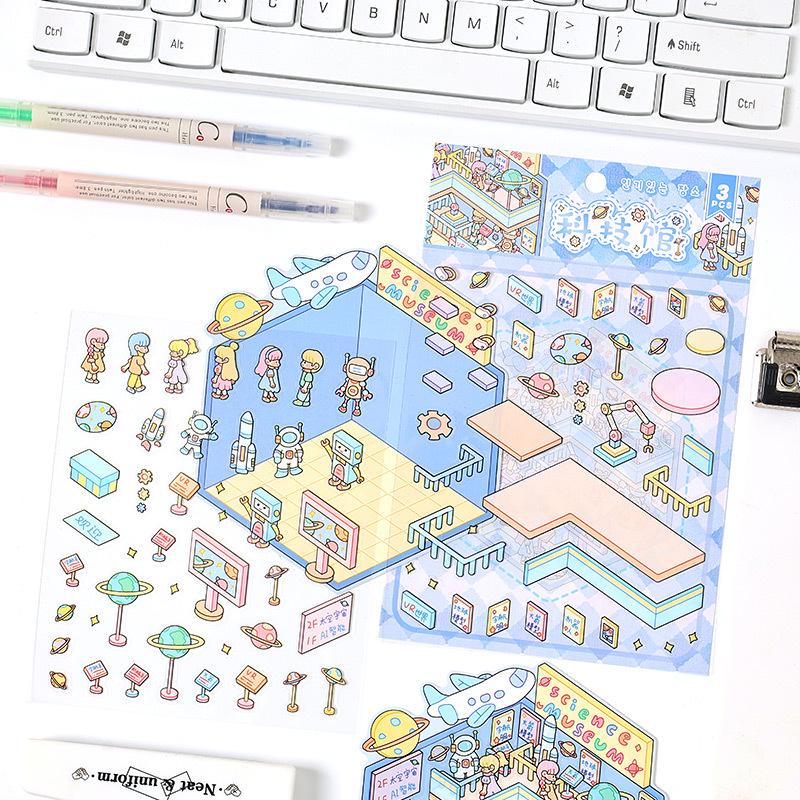 Popular Cartoon Scenery 3D DIY Stickers for Kids