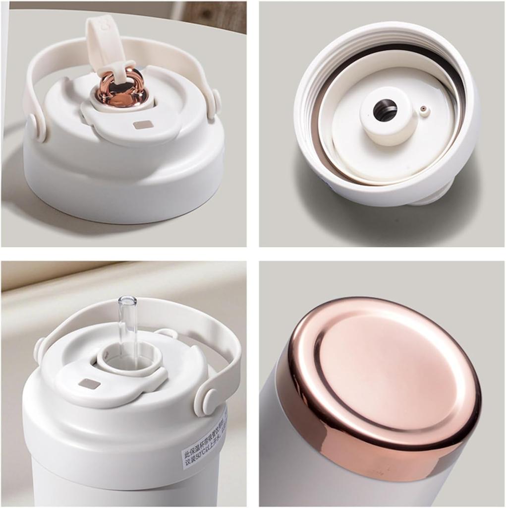 500ml Ceramic Tumbler with Vacuum Keeps Hot or Portable Coffee Water Extendable Lid Included Straw, Insulated, Double-Layered Design, Cold, Cup,