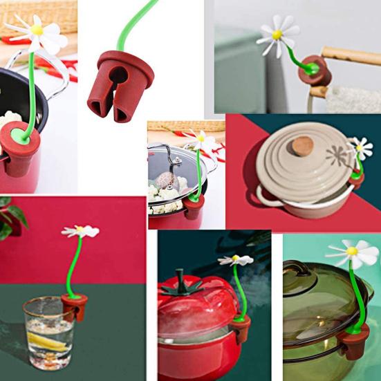 Porta coperchio per pentola Anti-trabocco Resistente al calore Rosso Anti-sversamento Sollevatori per coperchi in silicone per cucina