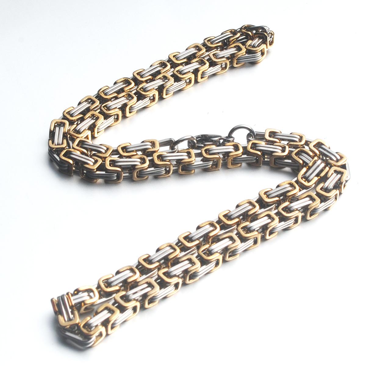 

Мужской браслет-колье в стиле ретро из нержавеющей стали 5 мм, универсальный уличный хип-хоп с цепочкой 60cm золотой