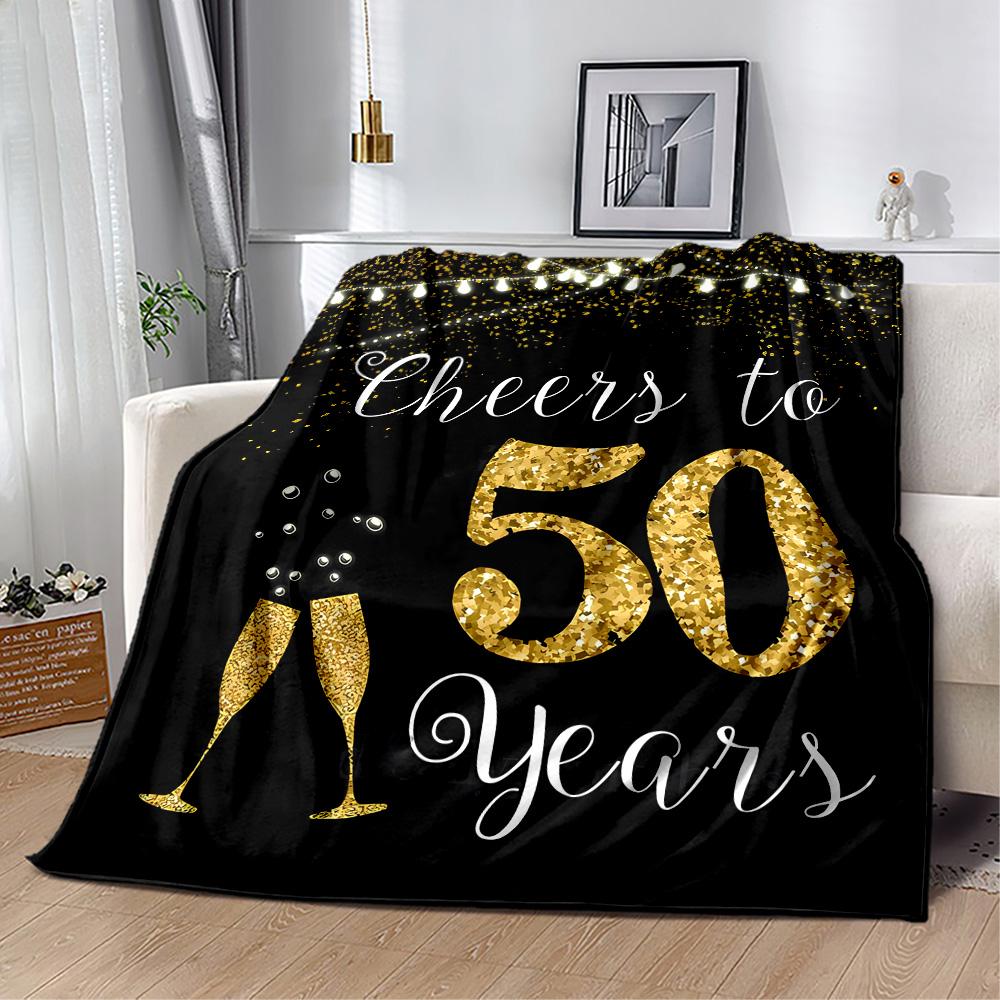 1pc 50th Birthday Celebration Blanket Soft and Warm for Sofa Office Camping Travel Livingroom Great Gift for Friends and Family Comfortable