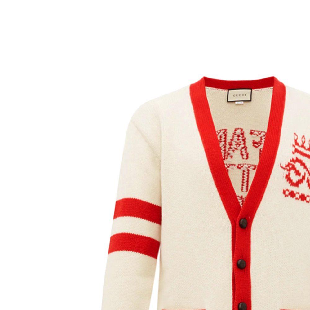 Gucci Sweaters Men's White V Neck Moderate Other 577705-XKAVG-9133