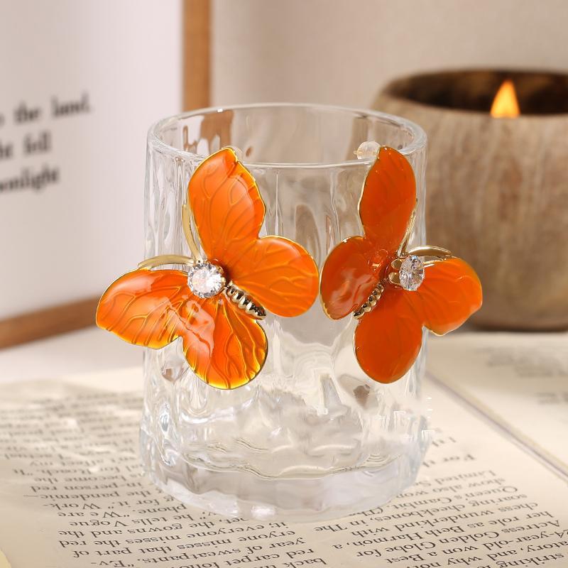 

Серьги-бабочки с цирконом и капающей эмалью, милые и крутые серьги в стиле Spice Girls с преувеличенным дизайном, модные и персонализированные серьги высокого класса.