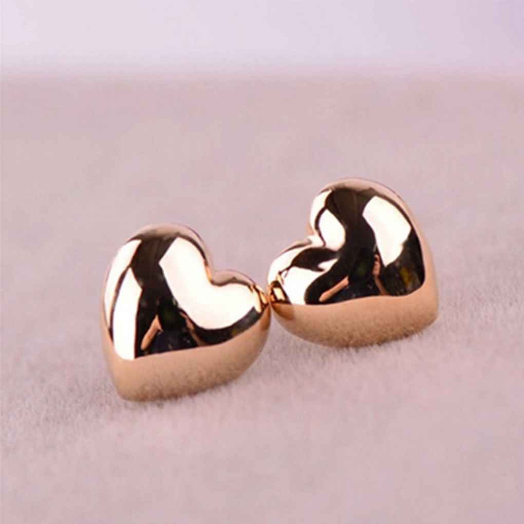 1 Pair Women Heart Shape Ear Glossy Jewelry Ears Small Studs Earrings Stud Trendy Piercing Party Simple Female