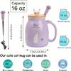 Kawaii Cat Mug, 13oz Ceramic Tea Cup with Lid and Spoon, Gifts for Cat Lovers and Women, Birthday and Christmas