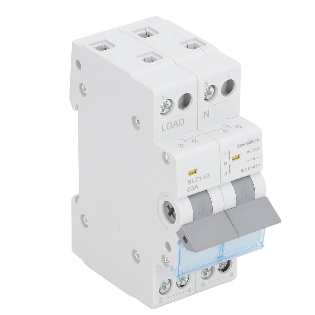 230VAC 63A Dual Power Manual Transfer Switch 35mm DIN Rail Mount Single Side Interlock Circuit