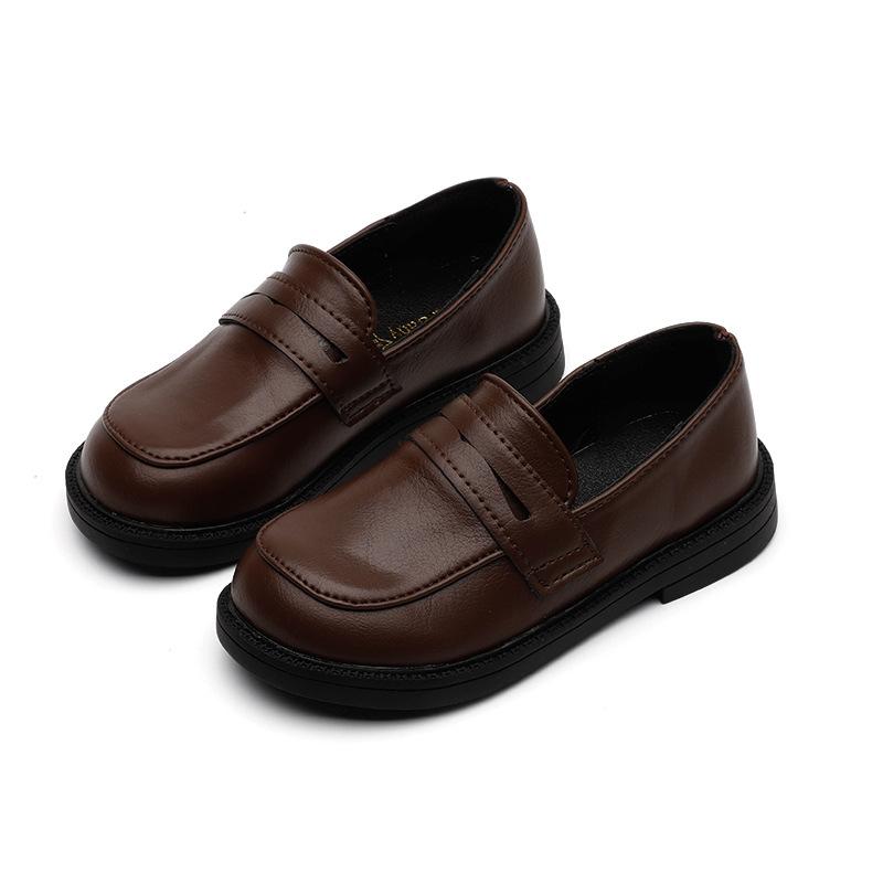 Children's Leather Shoes Spring Autumn Causal Black School Girl Shoes Non-slip PU Kids Causal Boys Formal Uniform Flat Loafers