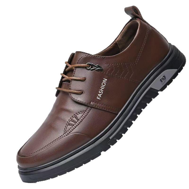Men's Shoes New Soft Sole Comfortable Breathable Business Men's Summer Casual Leather Shoes Versatile Lace-up Leather Shoes