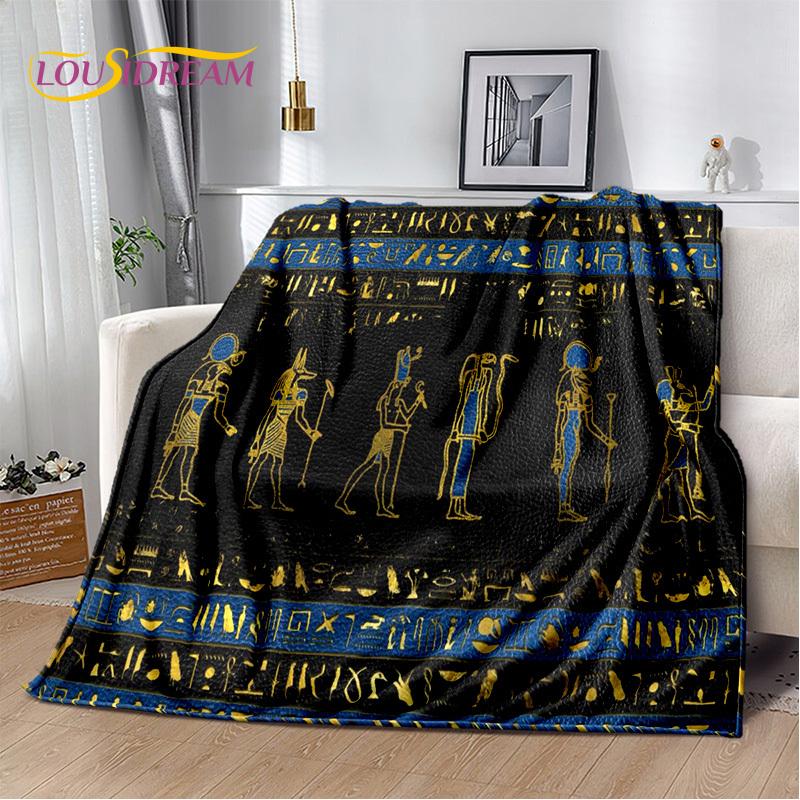 3D Ideographic Sign Symbols Ancient Egyptian Mythological Blanket,Soft Throw Blanket for Home Bedroom Bed Sofa Cover Blanket Kid