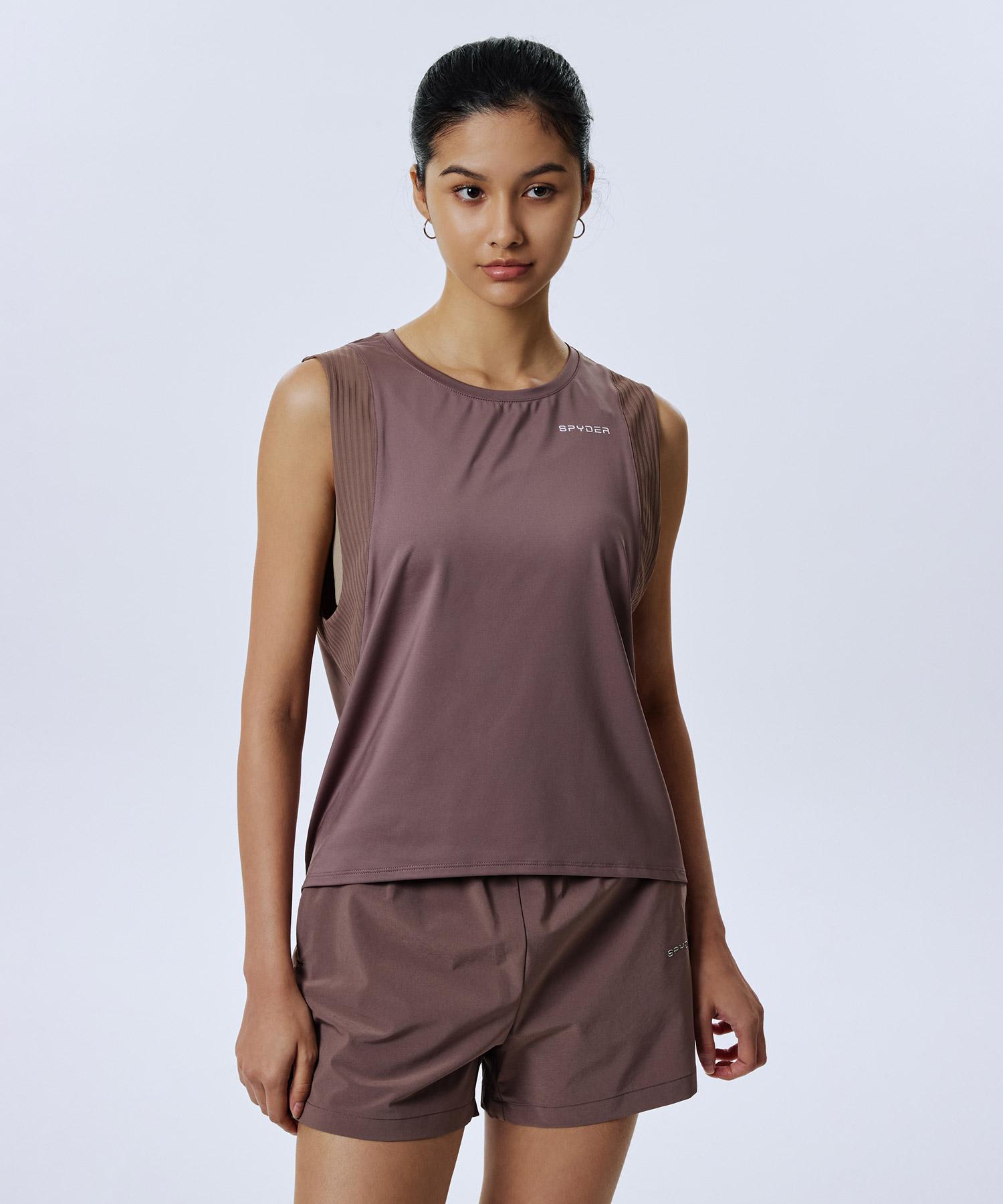 Spyder Women S Cooling Semi-Crop Sleeveless Spjmcnsl253Wbrw Brown/085