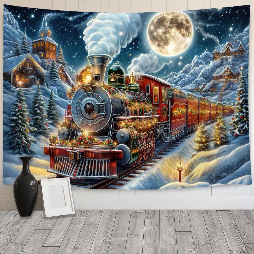 Christmas Theme Tapestry Winter Snowflake Tapestry Cute Snowman Tapestry Wall Hanging Tapestries Bedroom Home Living Room Dorm