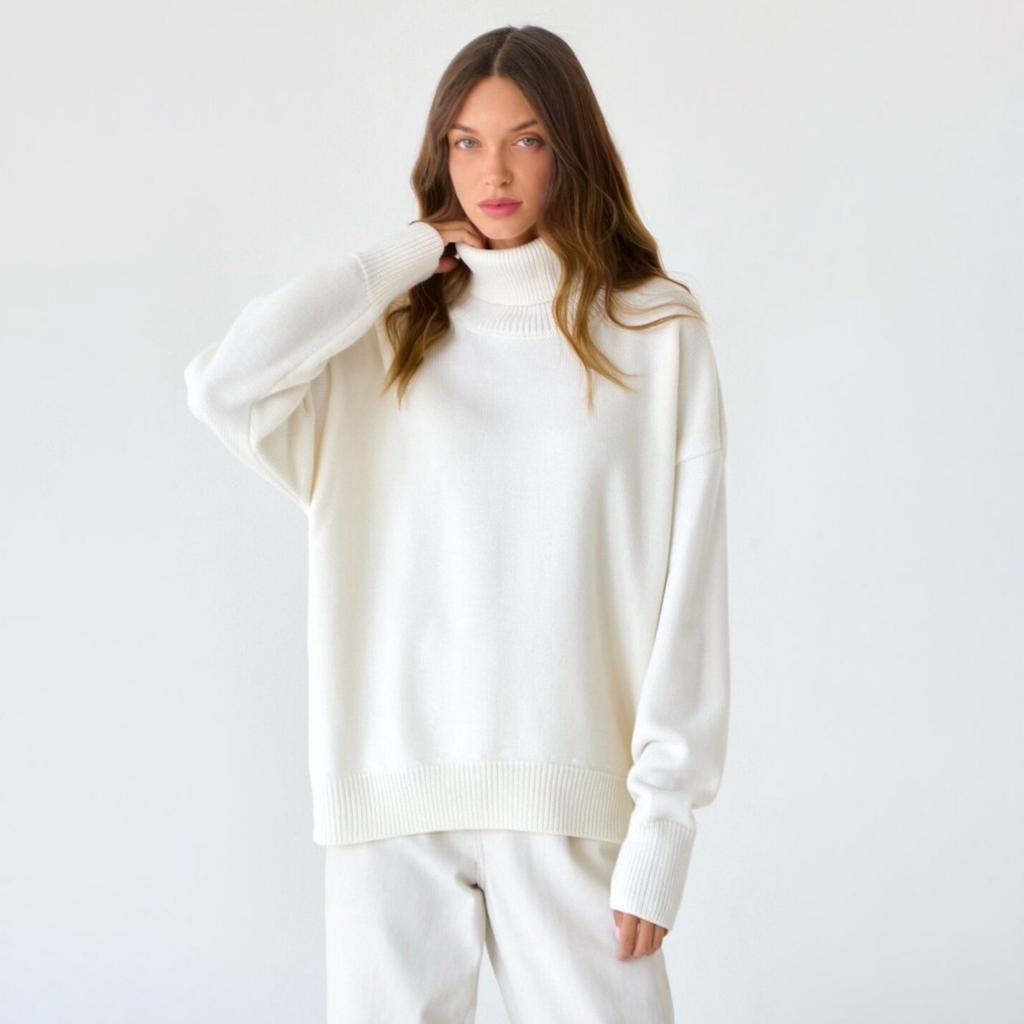 2025 Women's Turtleneck Sweater Solid Color Loose Knitwear Autumn Winter Fashion Ins Style Pullover