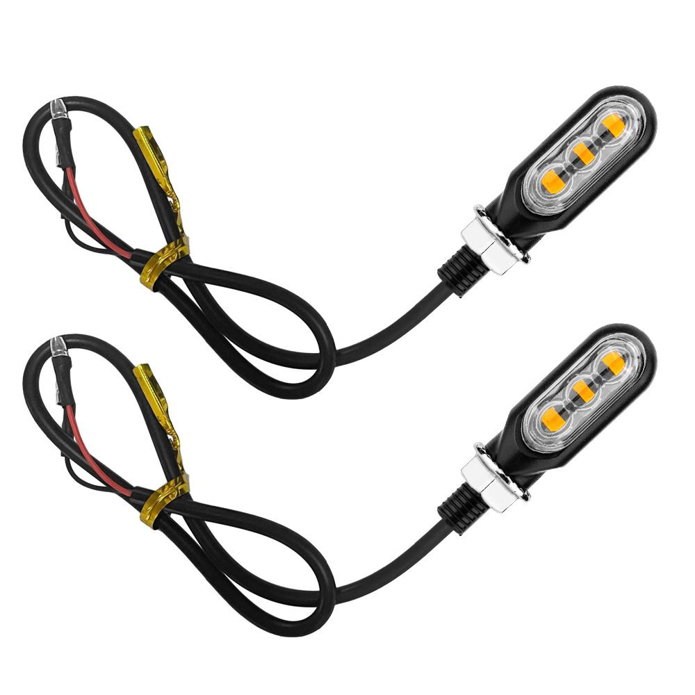 3SMD LED 12V 3000K 1200LM Tail Lamps Yellow Lights M10 Screw Motorcycle Turn Signal Lights Flashing Universal Mini Blinker