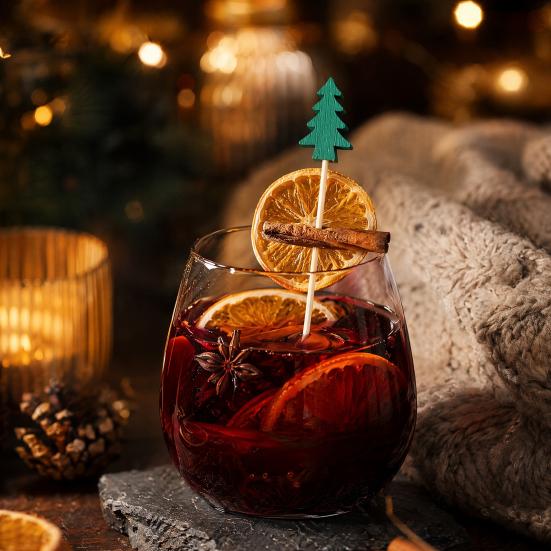 100 Stück Cocktailspieße, Weihnachtsbaumspitze Dekoration, Einweg-Bambusspieße, für Vorspeisen, Obst, Kuchen Dekoration