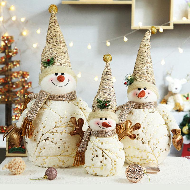 Plush Snowman Decoration Set - Snowman with Pointy/Double Hat - Christmas Decorations, Soft and Festive Table Decorations