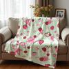Sketch Strawberry Star Cartoon Anime Print Flannel Blanket Soft Warm Throw for Kids Bedroom Sofa Christmas Office Car