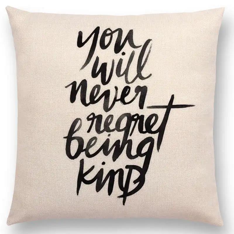Newest Black Letter Brave Confidence Hope Forceful Warm Words Cushion Cover Christmas Gifts Sofa Throw Pillow