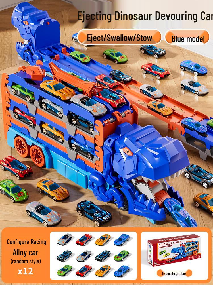 Dinosaur-Themed Folding Ejection Track Set: Children's Educational Alloy Car Toy