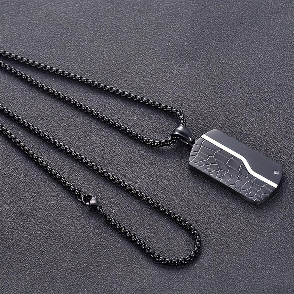 Retro Black Cracked White Zircon Military Brand Pendant Necklace Men's Pendant