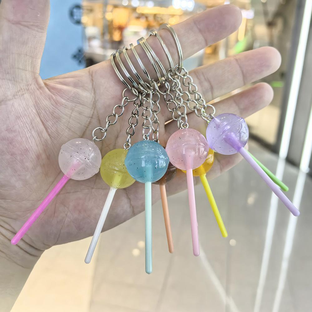 Simulation Lollipop Keychain Candy Pendant Transparent Resin Diy Accessories Couple Family Keychain Pendant