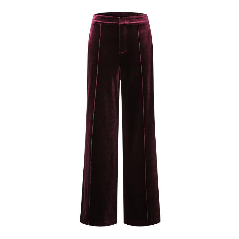 PORTS Women's Burgundy Velvet Straight-Leg Casual Pants