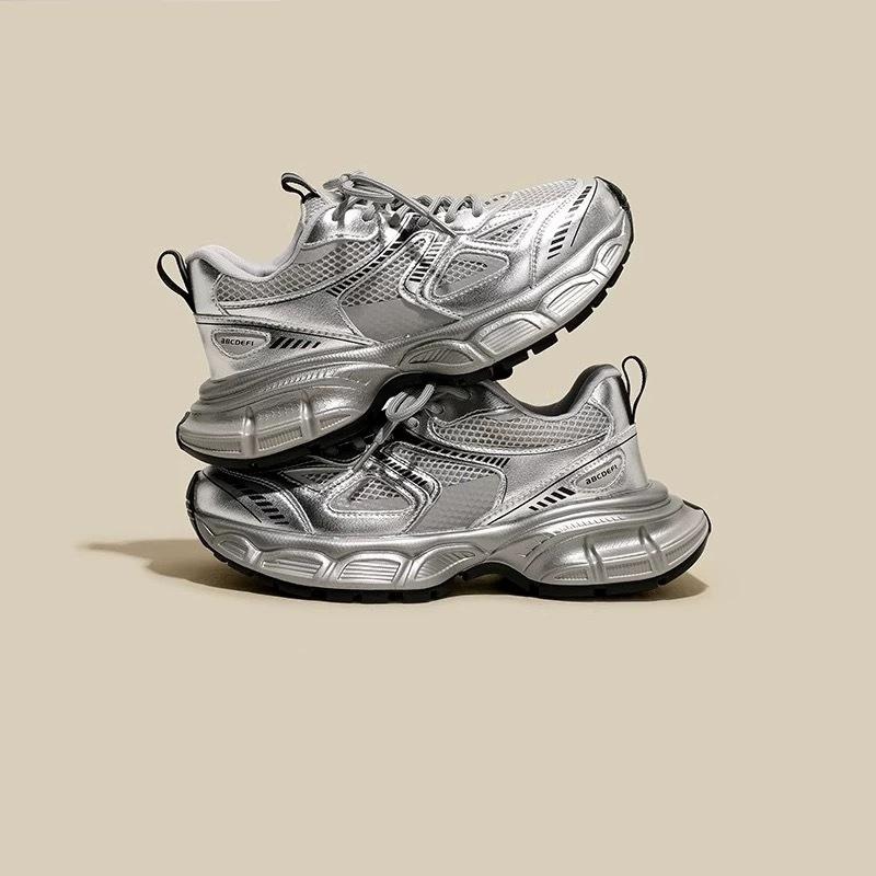 Dívčí tenisky 2025 jaro nové dětské "daddy shoes" pro střední a velké děti, vysoce hodnotné chlapecké síťované boty na podzim