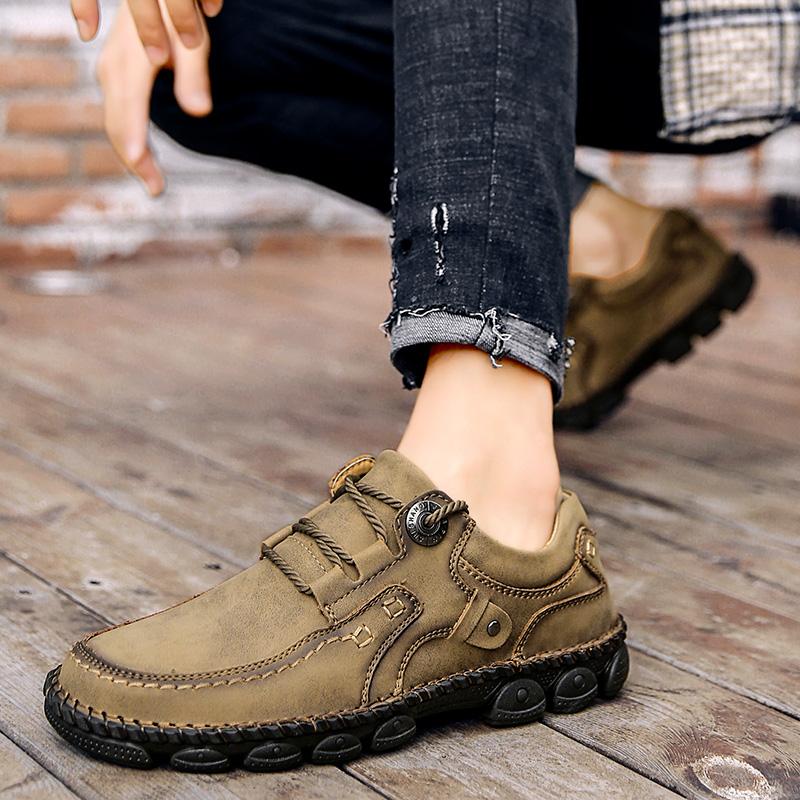 2024New Men Casual Leather Shoes Handmade Lac-up Flat Shoes Men Black Work Shoes Business Casual Sneakers Men Shoes Plus Size 48