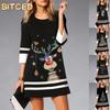 Fashion Summer Spring 3/4 Sleeves O-Neck Casual Dresses